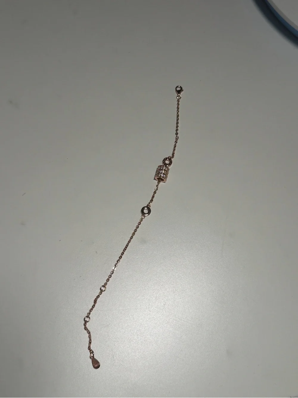Rose Gold Crystal Barrel Charm Bracelet